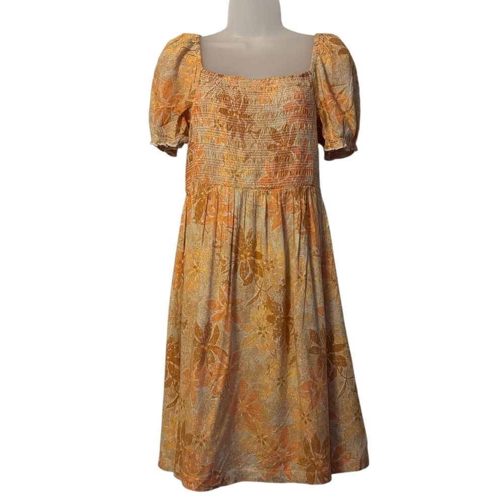 Roxy Floral Midi Dress Yellow Women’s Size Small